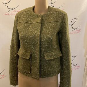 A New Day. Size 4. Green Nubby Metallic Snap Front Jacket. Contract Lining. D.